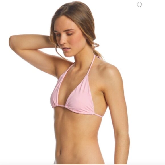 NEW Volcom Simply Seamless Pink Triangle Bikini Top Sz. S - Picture 2 of 3